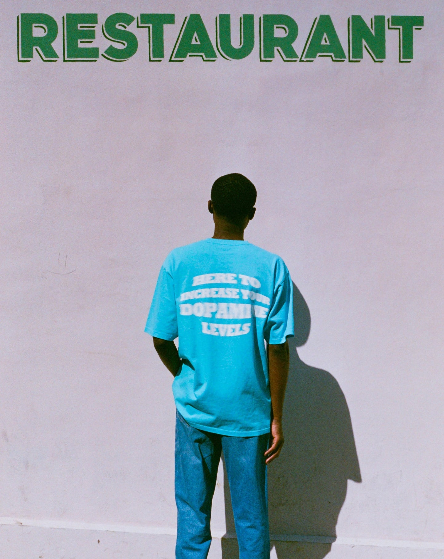 Blurry Slogan Tee - Sky Blue